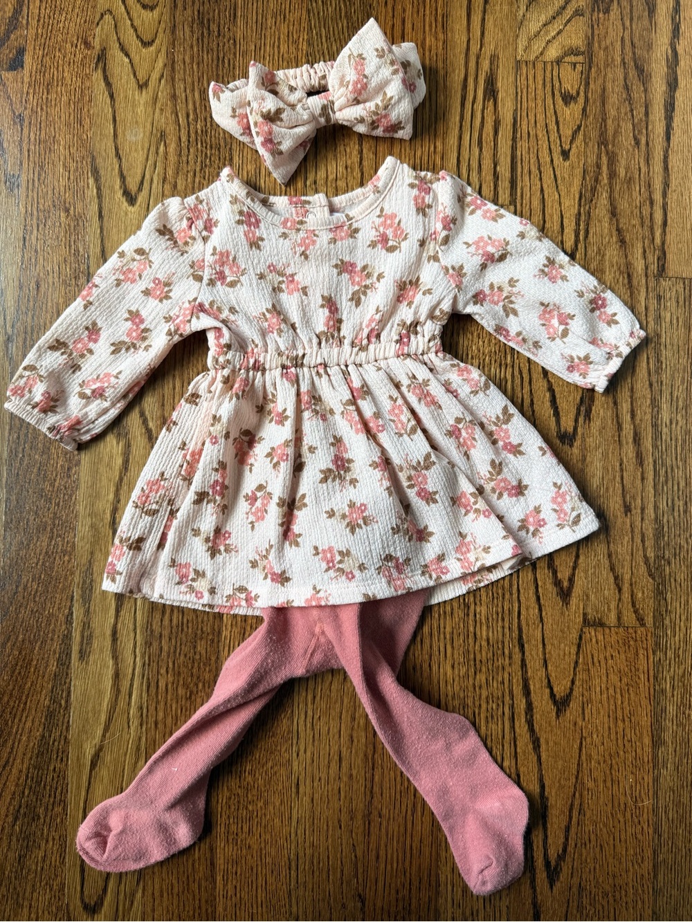 Catherine Malandrino Floral Knit Dress Set in Pink and Brown